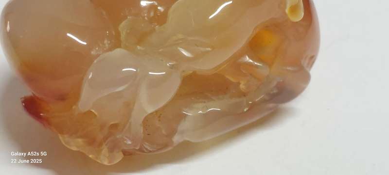 Amazing 19th century Chinese agate carving of mythical creature on a flower circa 1880's Value R6500