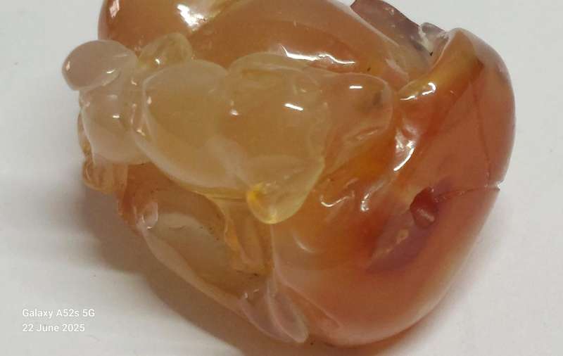 Amazing 19th century Chinese agate carving of mythical creature on a flower circa 1880's Value R6500