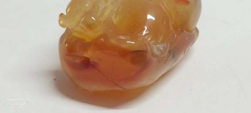 Amazing 19th century Chinese agate carving of mythical creature on a flower circa 1880's Value R6500