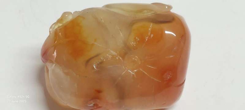 Amazing 19th century Chinese agate carving of mythical creature on a flower circa 1880's Value R6500