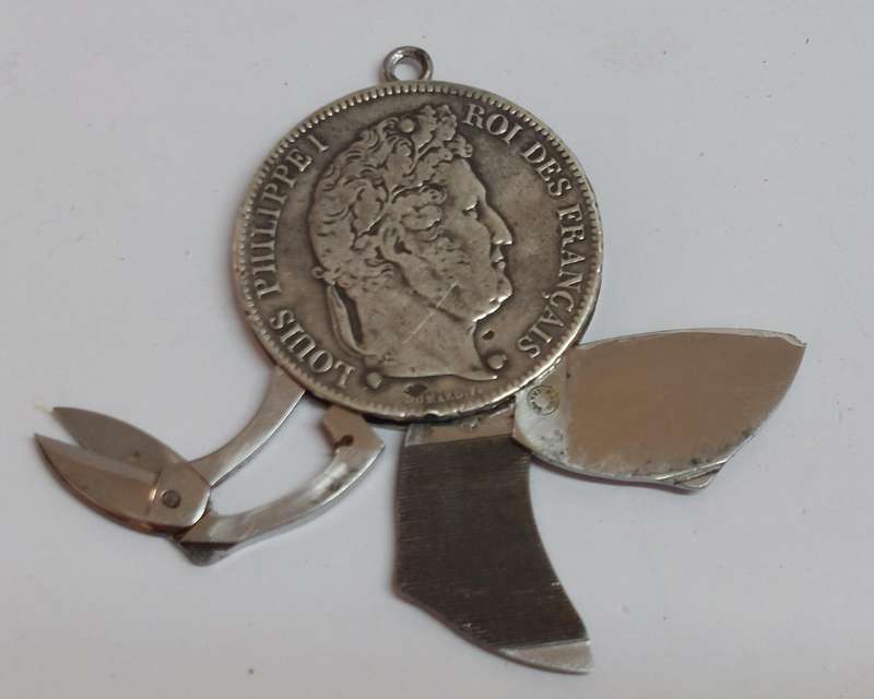Amazing!! Rare Eloi France silver 1833 coin multi knife 28.4g Value R1800