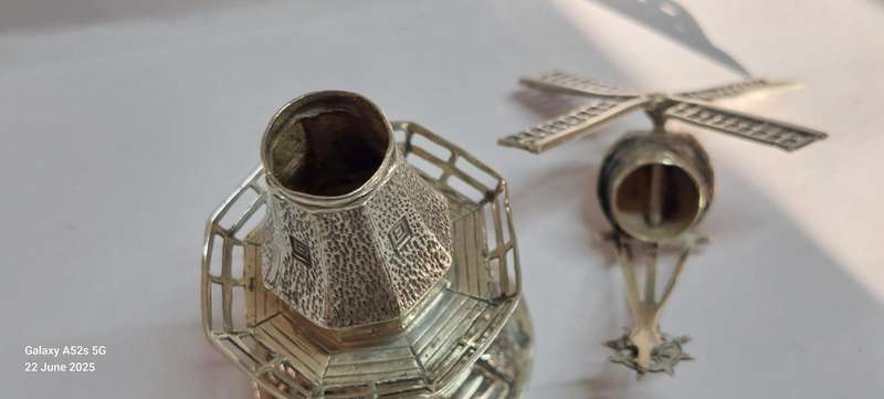 Very Rare!! 19th century Dutch silver windmill spice box circa 1890's 35.7g Value R3500