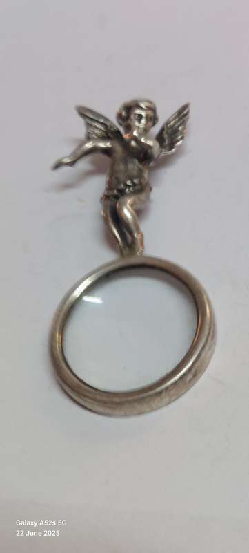 Spectacular vintage sterling silver cherub jewellers loop pendant 13.2g Value R1500