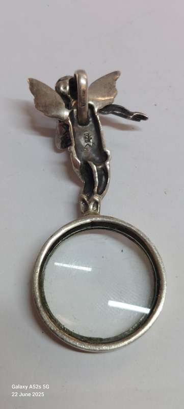 Spectacular vintage sterling silver cherub jewellers loop pendant 13.2g Value R1500