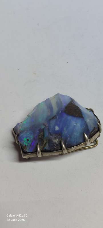 Amazing rare largecsterling silver rough opal brooch 16.5g