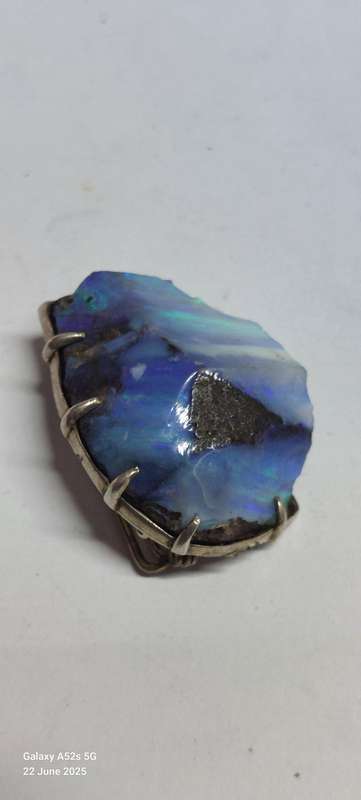 Amazing rare largecsterling silver rough opal brooch 16.5g