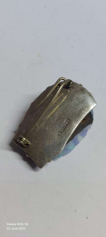 Amazing rare largecsterling silver rough opal brooch 16.5g