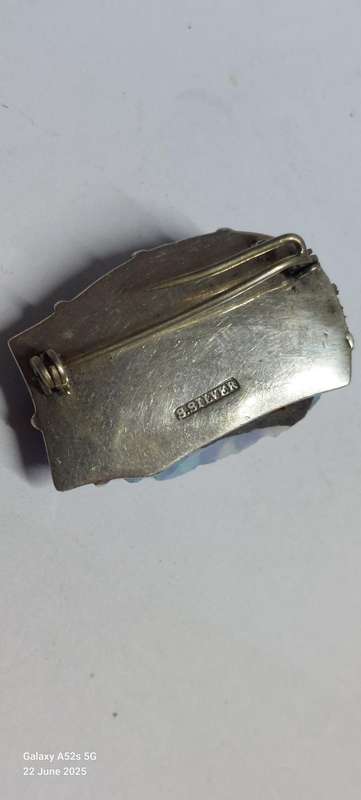 Amazing rare largecsterling silver rough opal brooch 16.5g