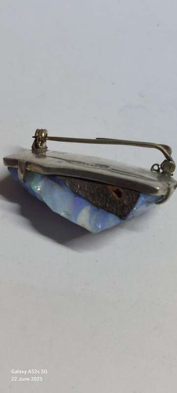 Amazing rare largecsterling silver rough opal brooch 16.5g
