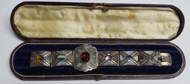 19th century Scottish sterling silver mixed stone bracelet Value R6500
