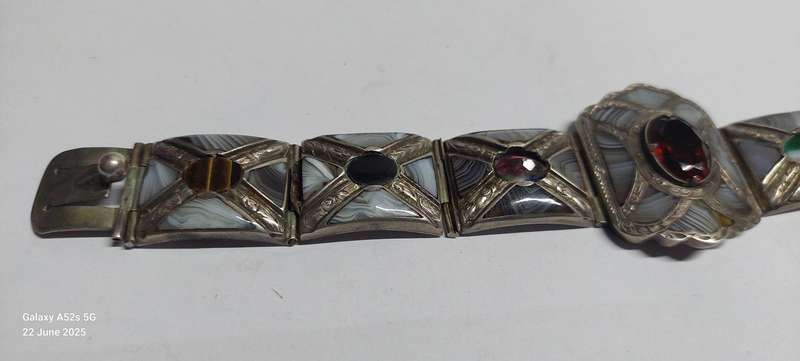 19th century Scottish sterling silver mixed stone bracelet Value R6500