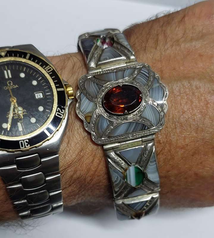 19th century Scottish sterling silver mixed stone bracelet Value R6500