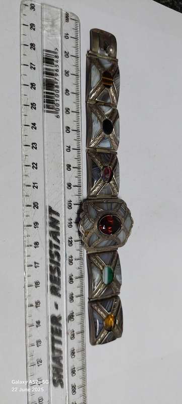 19th century Scottish sterling silver mixed stone bracelet Value R6500