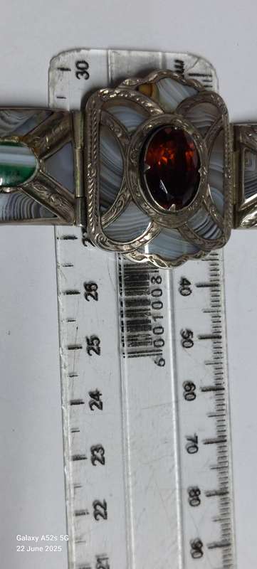19th century Scottish sterling silver mixed stone bracelet Value R6500