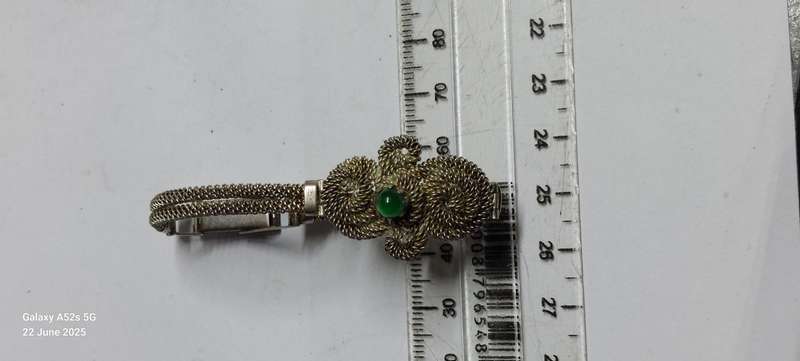 Rare!! Vintage Chinese sterling silver Jade wire bracelet 11.8g