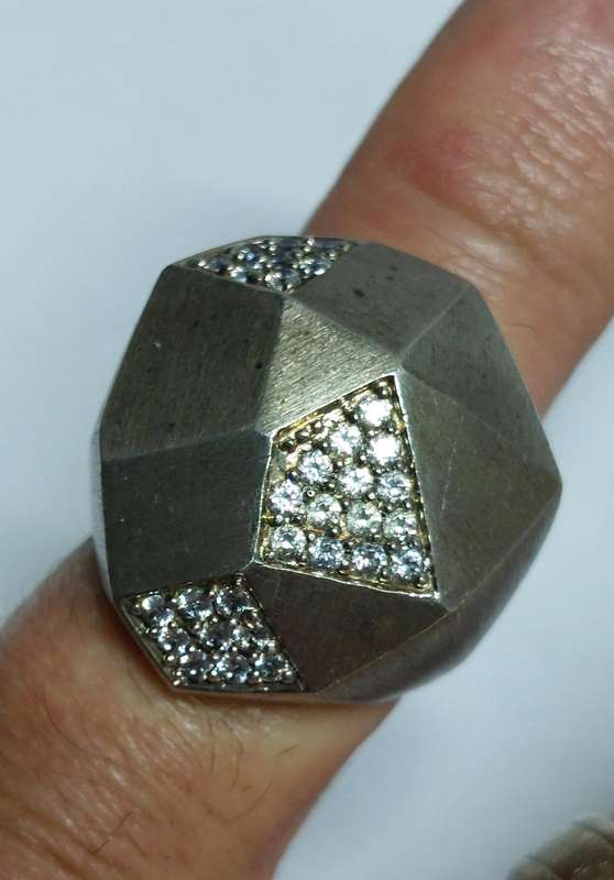 Amazing large sterling silver cz ring 11.5g WOW!!