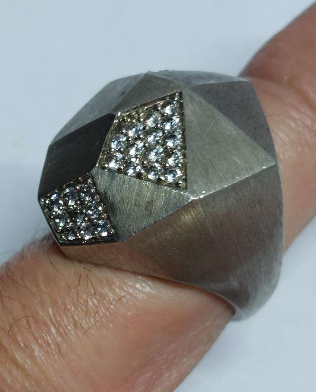 Amazing large sterling silver cz ring 11.5g WOW!!