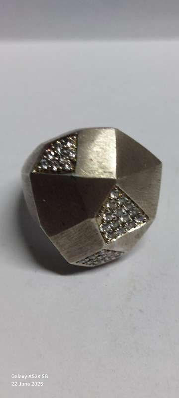 Amazing large sterling silver cz ring 11.5g WOW!!