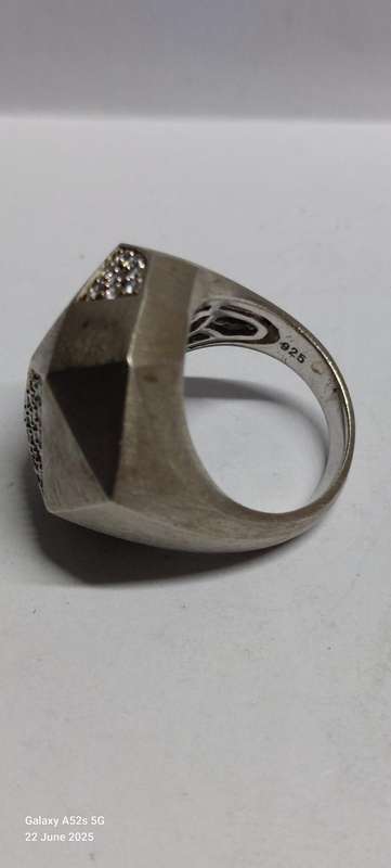 Amazing large sterling silver cz ring 11.5g WOW!!