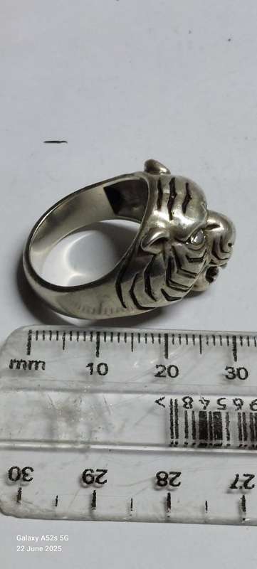 Magnificent large sterling silver cz tiger ring 12.7g