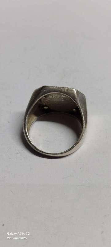 Vintage sterling silver ruby coin ring 9.0g