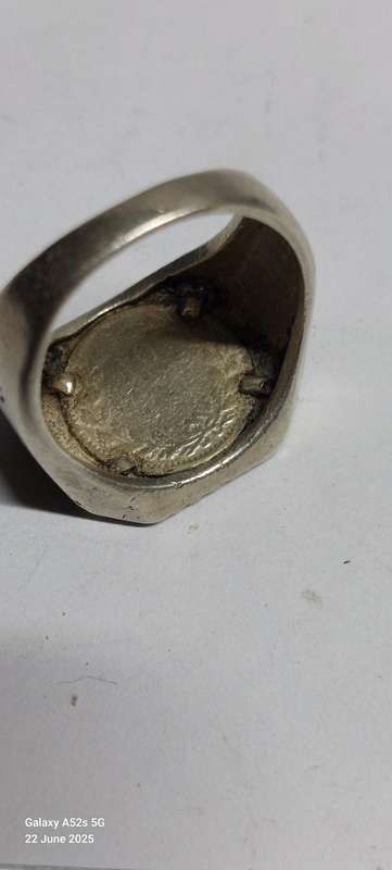 Vintage sterling silver ruby coin ring 9.0g