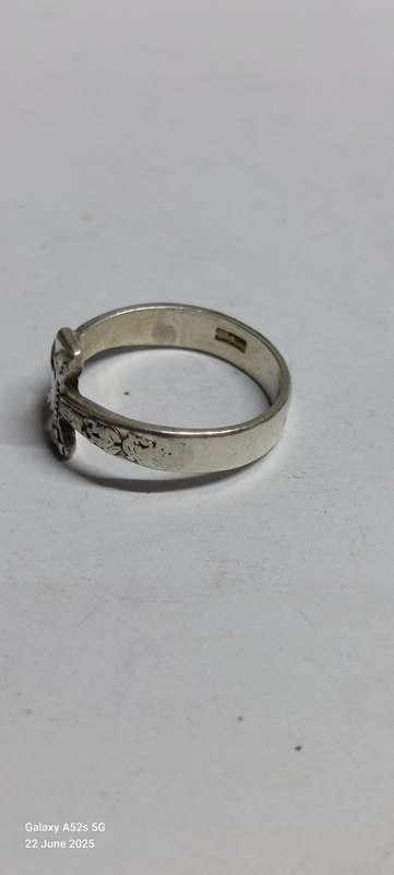 Vintage hallmarked Egyptian sterling silver Ankh ring 3.6g