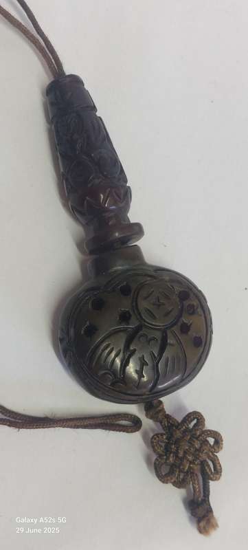 Amazing!! Large Chinese Antique brown Jade 2 part carved amulet with bat details circa 1920's