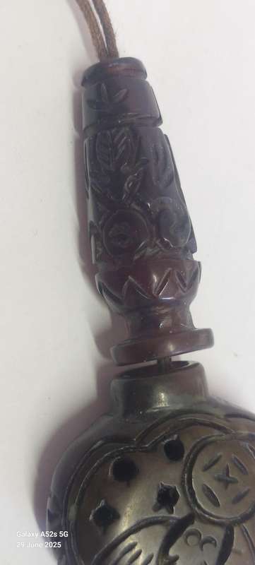 Amazing!! Large Chinese Antique brown Jade 2 part carved amulet with bat details circa 1920's