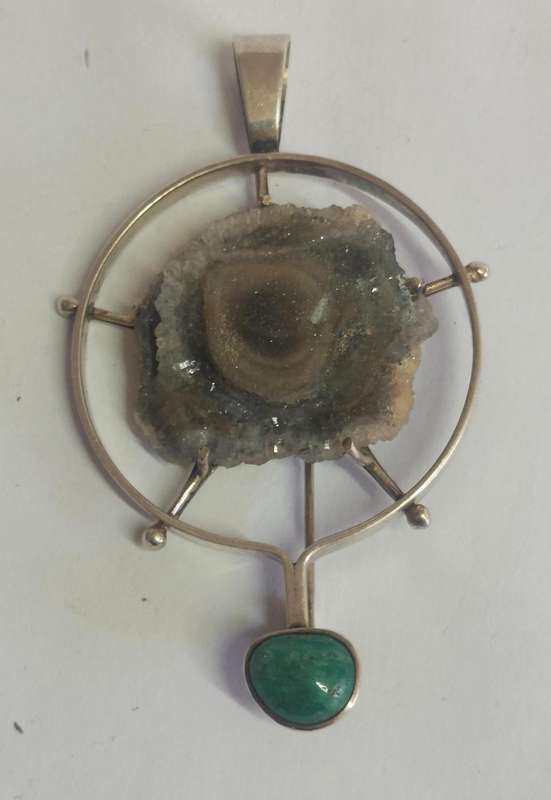 Spectacular!! Larhe Signed!! Sterling silver stalagtite & turquoise pendant brooch 25.9g Value R2500
