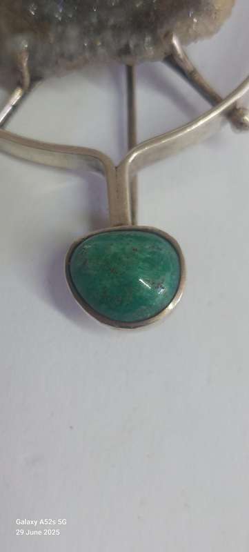 Spectacular!! Larhe Signed!! Sterling silver stalagtite & turquoise pendant brooch 25.9g Value R2500