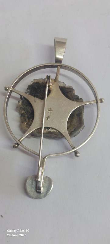 Spectacular!! Larhe Signed!! Sterling silver stalagtite & turquoise pendant brooch 25.9g Value R2500