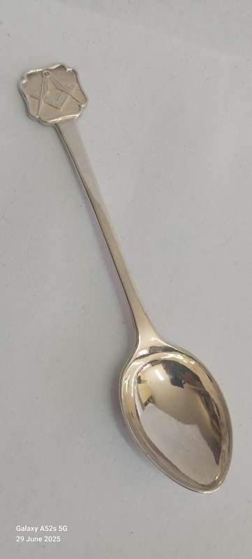 Rare!! Sterling silver Masonic tea spoon 13.7g