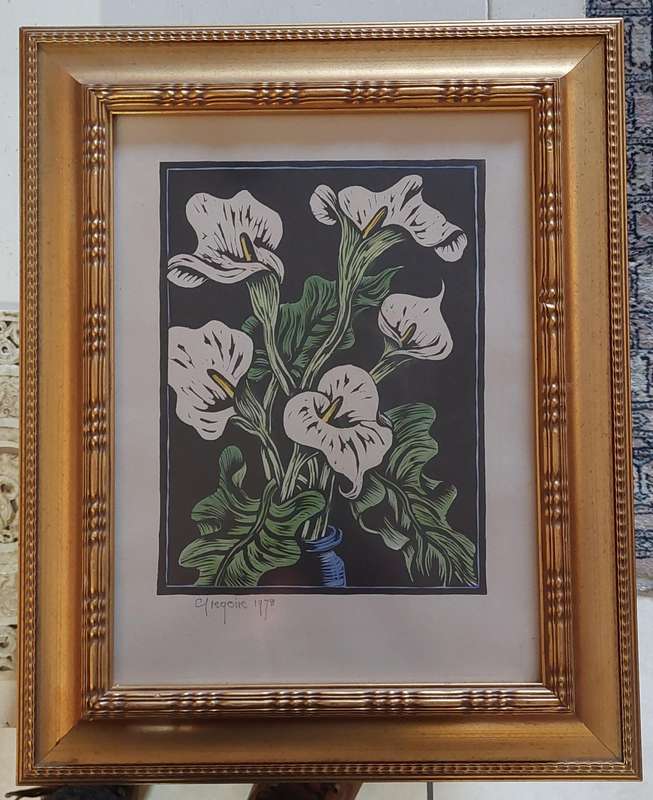 Amazing Gregoire Boonzaier Lillie's Linocut dated '78 Value R4500