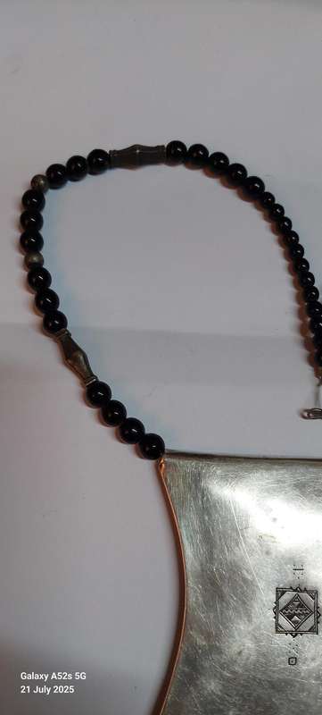 Magnificent Antique Sterling silver Toureg t Amulet with onyx & silver beads circa 1910 Value R5500
