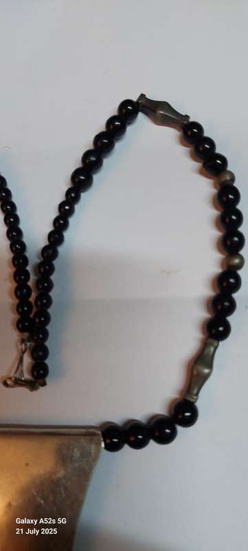 Magnificent Antique Sterling silver Toureg t Amulet with onyx & silver beads circa 1910 Value R5500