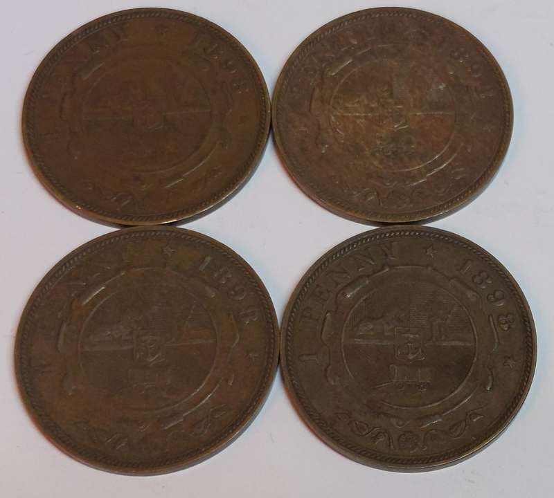 Wow!! 4 x 1898 kruger 1 penny's VF & XF condition