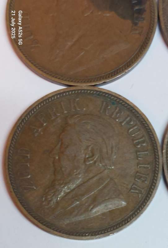 Wow!! 4 x 1898 kruger 1 penny's VF & XF condition