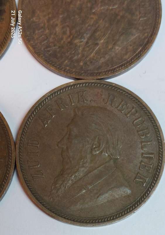 Wow!! 4 x 1898 kruger 1 penny's VF & XF condition