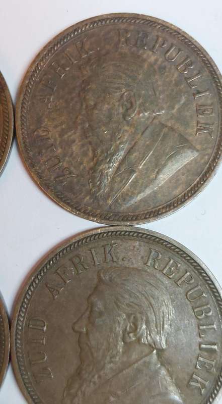 Wow!! 4 x 1898 kruger 1 penny's VF & XF condition