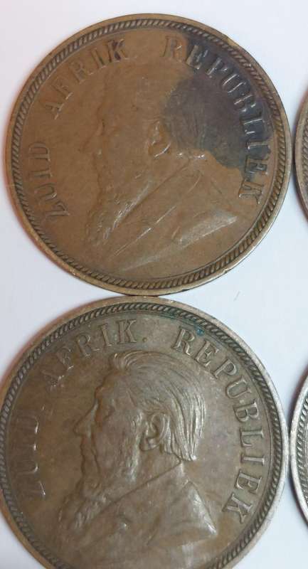 Wow!! 4 x 1898 kruger 1 penny's VF & XF condition