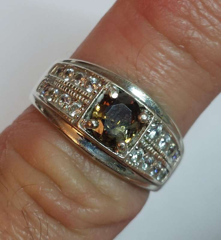 Gorgeous sterling silver citrine & cz ring 4.1g