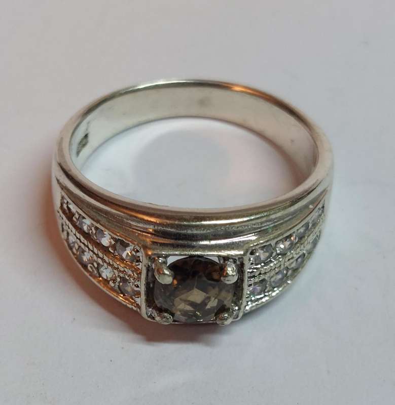 Gorgeous sterling silver citrine & cz ring 4.1g