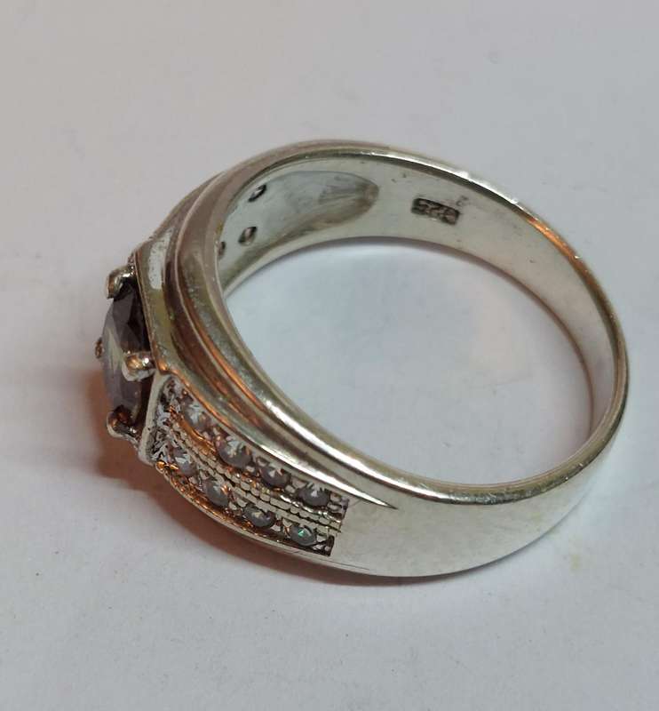 Gorgeous sterling silver citrine & cz ring 4.1g
