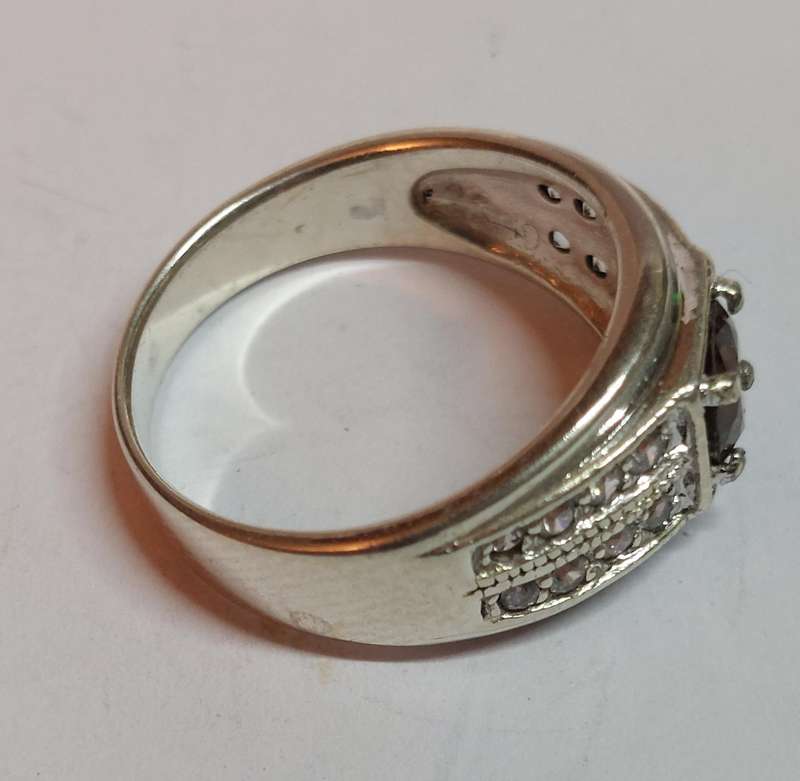 Gorgeous sterling silver citrine & cz ring 4.1g