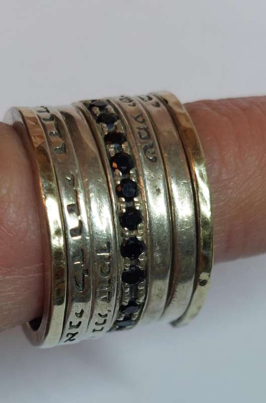 Rare!! Vintage Jewish sterling silver 7 blessings wedding ring 13.8g WOW!!
