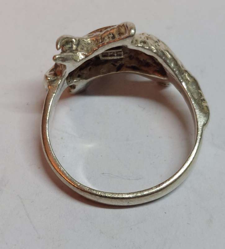 Awesome vintage sterling silver Triceratops ring 3.4g