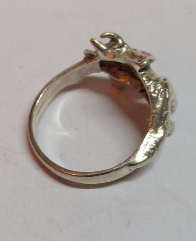 Awesome vintage sterling silver Triceratops ring 3.4g