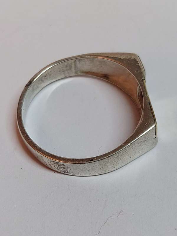 Wow vintage sterling silver & 9ct gold mens ring 3.3g