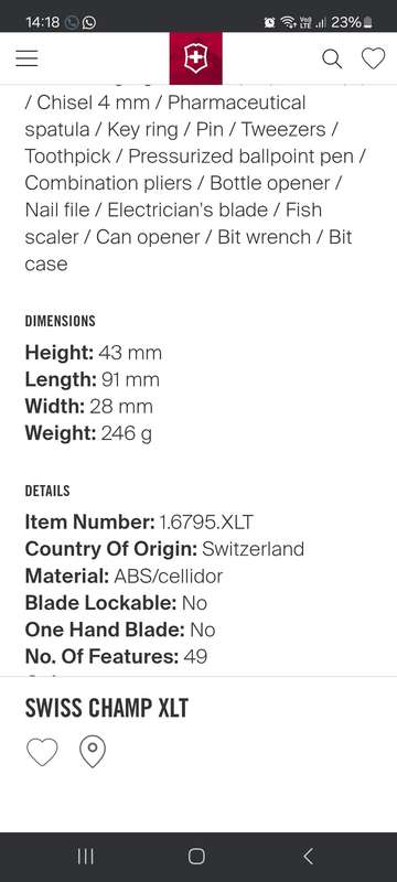 Rare!! Vitorinox Swiss Army Champ XLT 49 function knife Value R4500